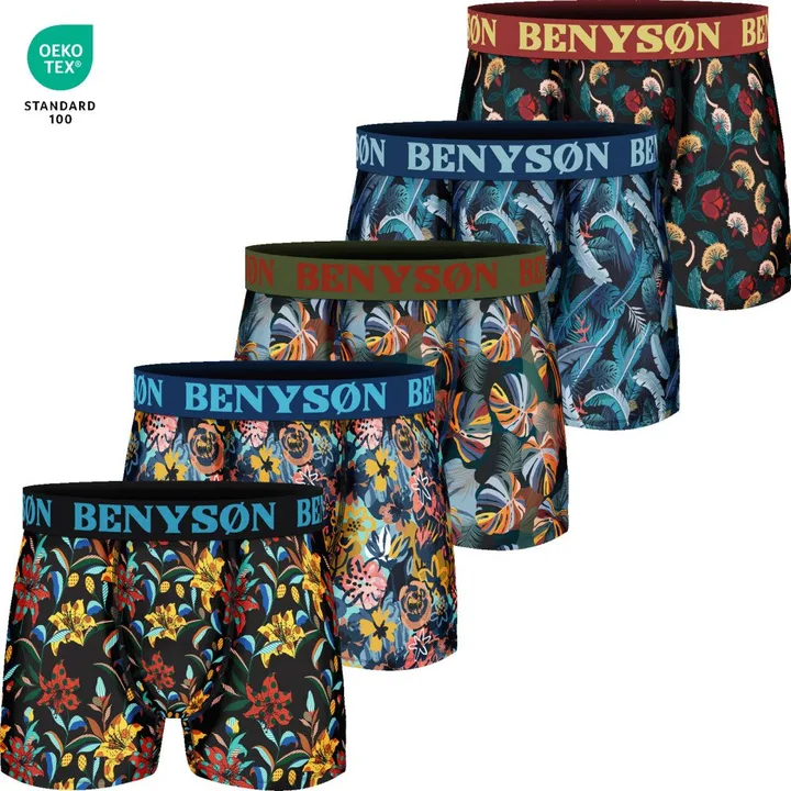5-PACK Pánské barevné elastické boxerky 7122