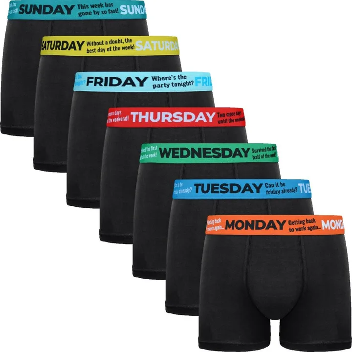 7-PACK pánských bavlněných boxerek Dny v týdnu