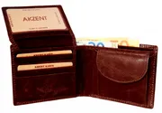 Akzent Pánská peněženka z pravé kůže tmavě hnědá patina
