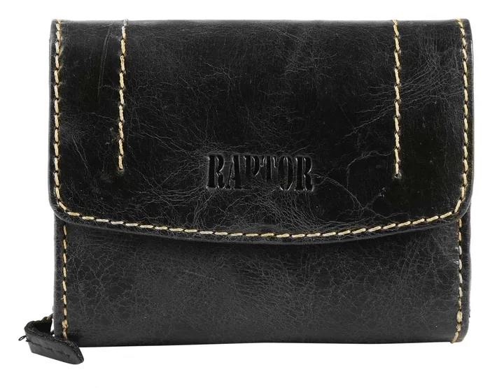 Dámská kompaktní peněženka 12x 9 cm z pravé kůže černá patina