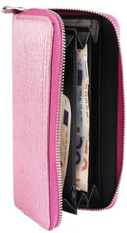 Dámská kožená peněženka Charm metalická růžová na zip