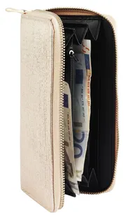 Dámská kožená peněženka Charm metalická zlatá na zip