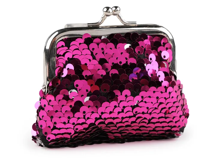 Dámská malá peněženka (mincovka) s flitry pink