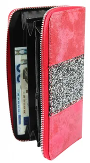 Dámská peněženka Charm z ekokůže a se zapínáním na zip červeno-černá