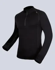 Pánské triko se zipem s dlouhým rukávem Merino + Bambus 88016P