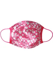 Rouška dvojitá s kapsou vzor Květiny pink